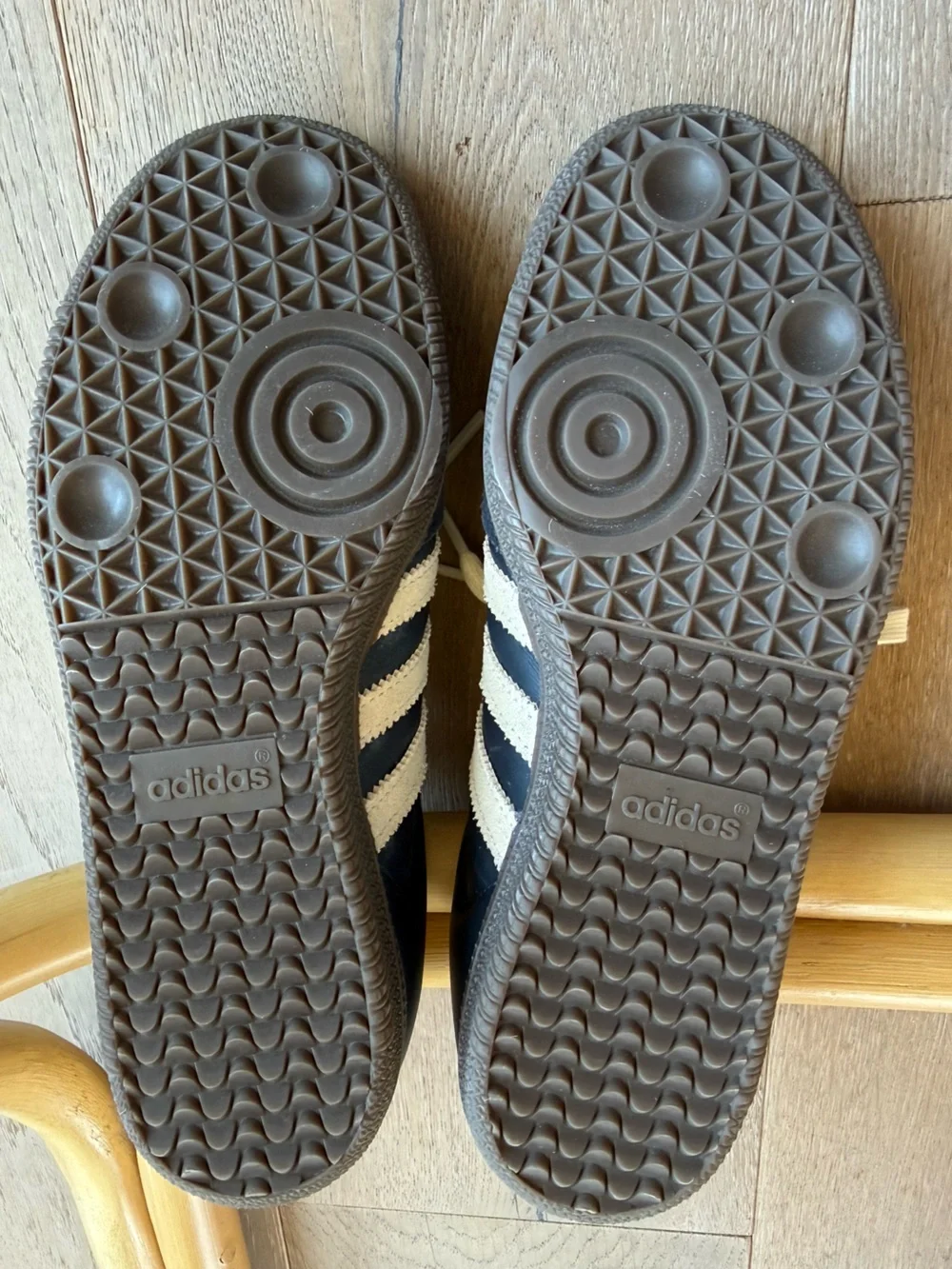 adidas Samba Navy and White Leather Sneakers with Brown Gum Sole - Picture 5 of 6